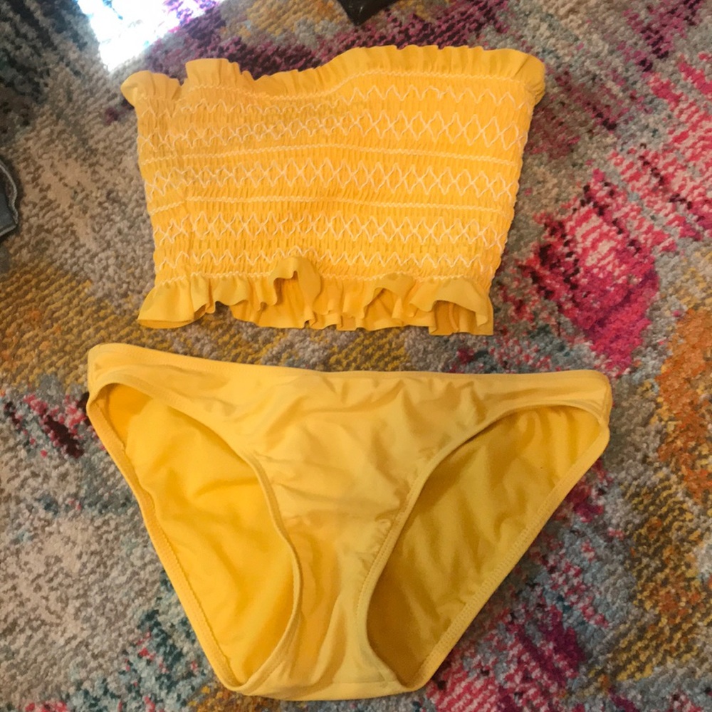 Target yellow strapless bikini
